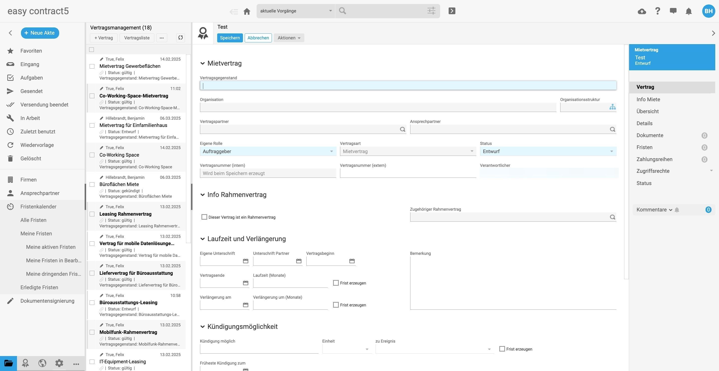 screenshot of easy contract